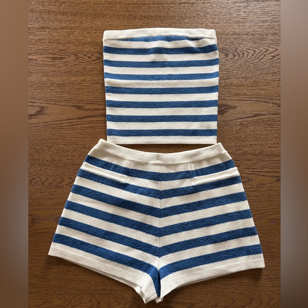 Posse - Ari Strapless Top and Bottoms - BLUE STRIPE